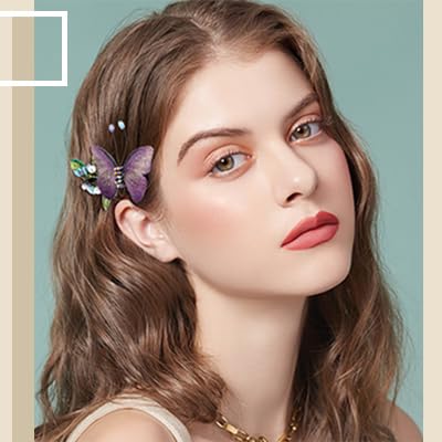 Haomye Pinzas para el pelo de mariposa con diamantes de imitación, pasadores bordados, accesorios para el cabello, tocado de boda, pinzas coreanas