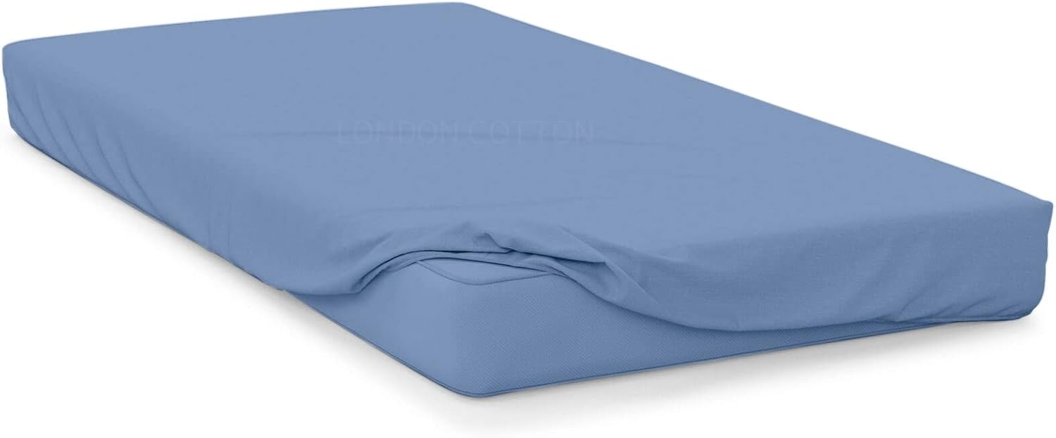 London Cotton Sábana bajera ajustable 100% algodón de 200 hilos, tamaño individual pequeño, sábana bajera de 30 x 75 pulgadas, 100% algodón egipcio,