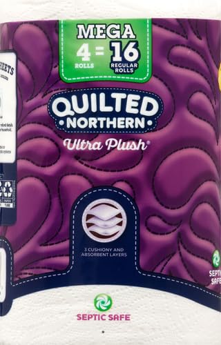Quilted Northern Papel higiénico ultra afelpado, 4 megarrollos  16 rollos regulares, papel de baño de 3 capas