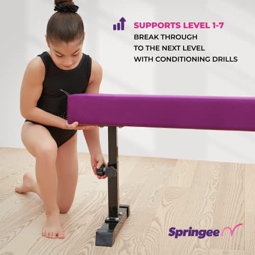 Equipo de gimnasia con haz de equilibrio de 8 pies para el hogar, ajustable, vigas de equilibrio de gamuza sólida con dos cerraduras para