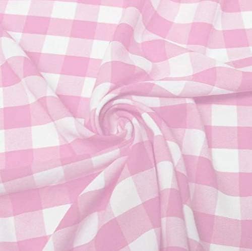 The Yard – Tela de polipopelina a cuadros de 1 pulgada (rosa y blanco)