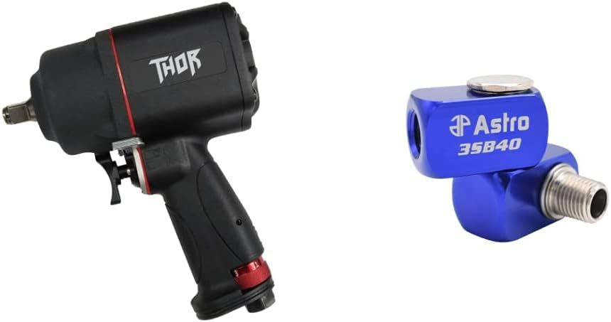 Astro Tools 1894 ONYX – Llave de impacto de 12 pulgada “THOR” y Astro Tools 3SB40 1st World’s 1st High Flow 3-Way Air Swivel