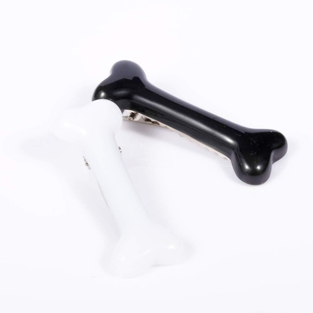 2 pinzas para el pelo de hueso de perro blanco, horquillas para el cabello, pinzas para el pelo, estilo punk, personalidad, para mujer, encantador,