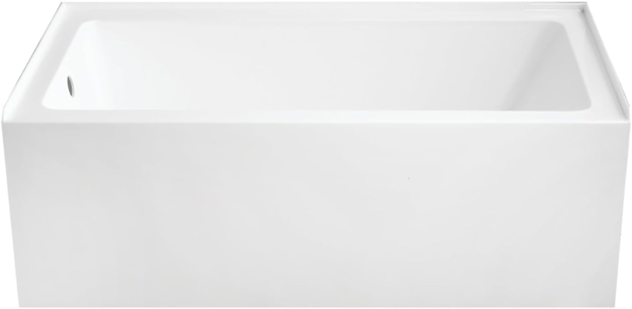 Kingston Brass VTAP6032L22 Aqua Eden – Tina de alcoba acrílica de 60 pulgadas con orificio de drenaje para mano izquierda, blanco brillante