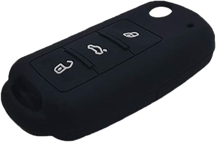 Funda protectora de silicona con 3 botones para llavero VW Volkswagen Jetta GTI Passat Golf Tiguan Touareg Beetle, color negro