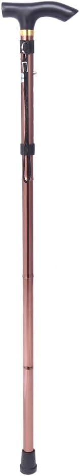 Tmishion Bastón plegable con luz LED, mango plegable en altura ajustable, bastón antichoque, telescópico portátil, senderismo, escalada, bastón de
