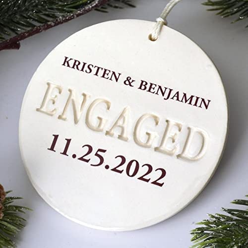 Engagement Ornament – Personalized With Names and Date – Engagement Gift or Christmas Gift, Custom Christmas Engaged Ornament