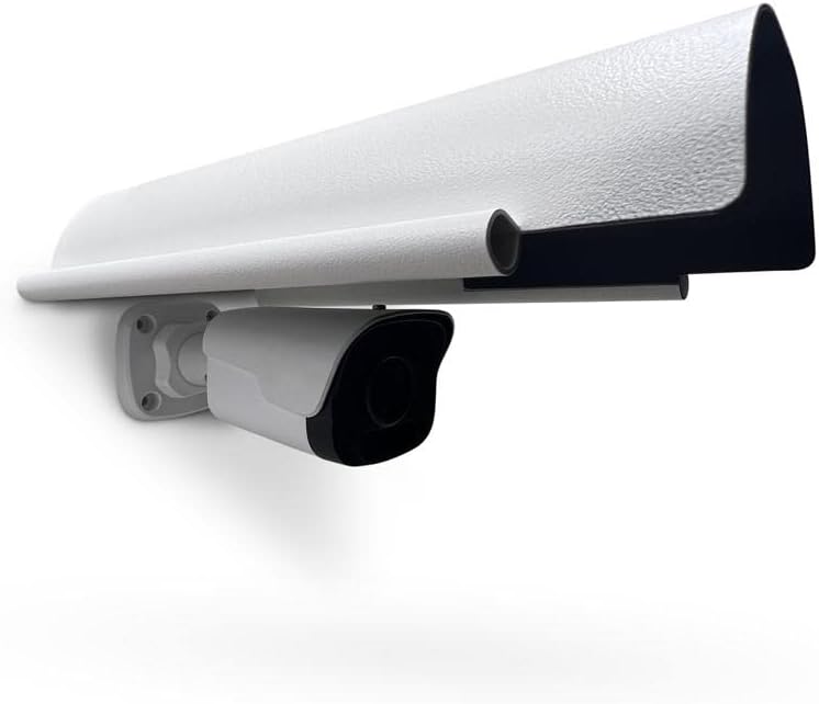 KENUCO Cubierta de sombra de lluvia solar compatible con cámaras de seguridad al aire libre, material de aleación de aluminio, color blanco