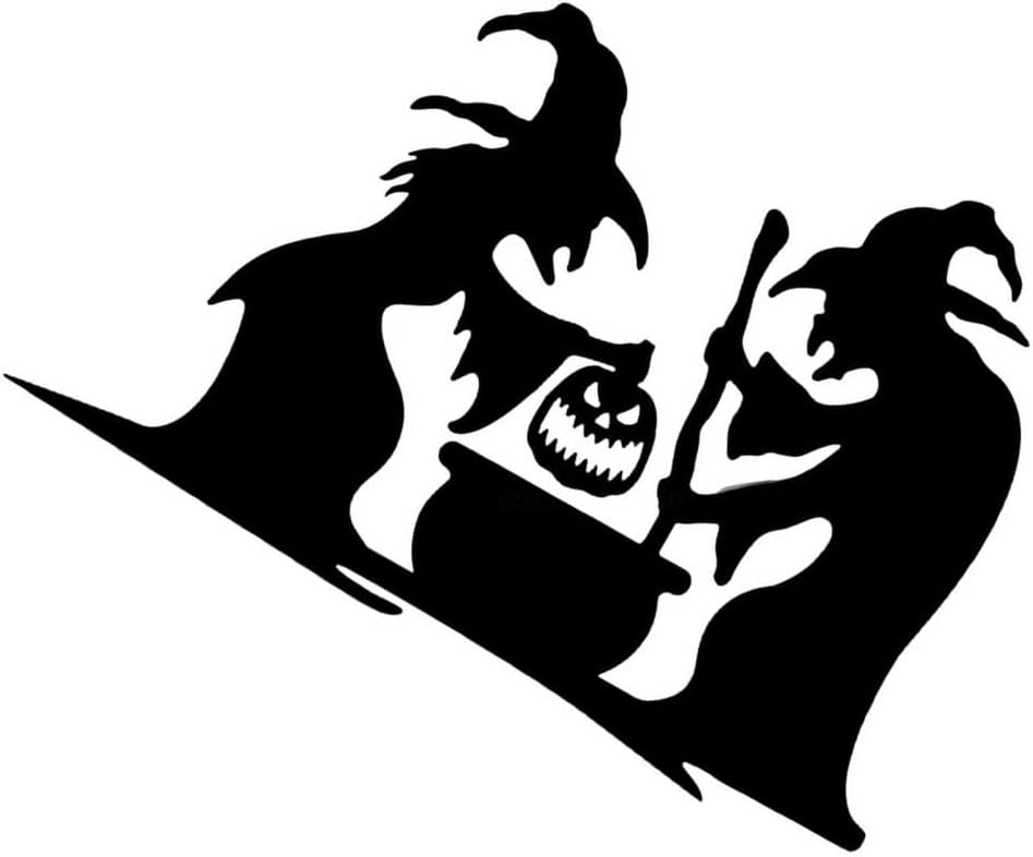 Decoración de silueta de bruja de Halloween para exteriores, 2 brujas negras grandes con caldero, silueta aterradora, reflectantes, impermeables, de