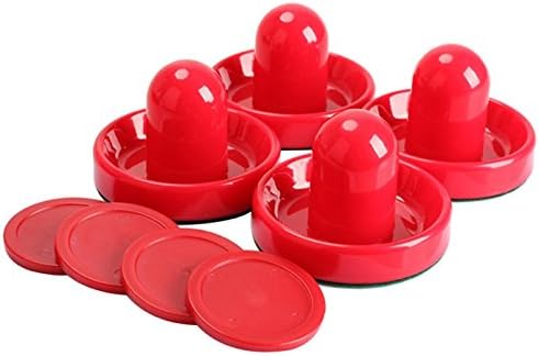Red Air Hockey Pusher Classic Game Air Hockey 4 piezas de discos de mesa y 4 piezas de agarre de mazo de fieltro para juego de mesa de