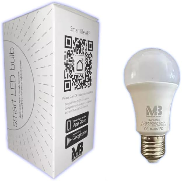Bombillas inteligentes, cambio a todo color, bombillas inteligentes regulables de 9 W, no requiere concentrador, compatible con Alexa y Google