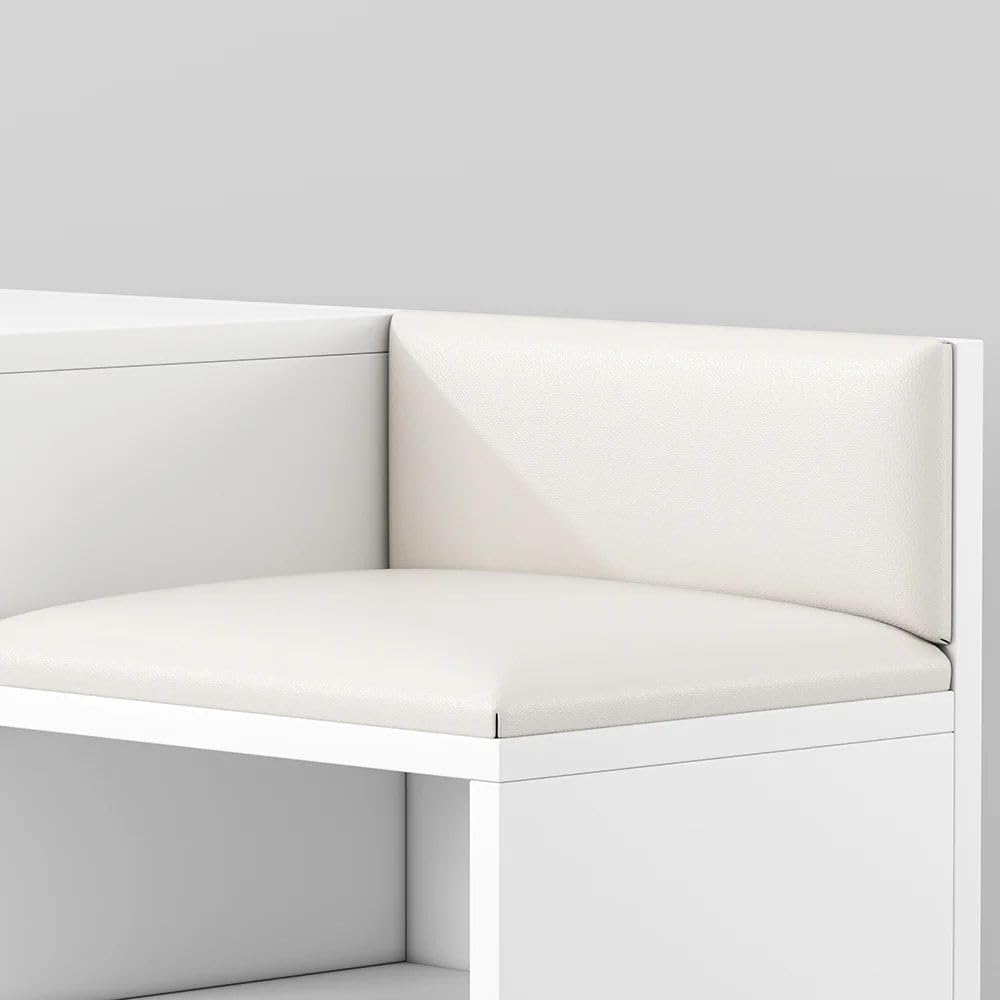 homary Banco moderno para zapatos con almacenamiento, banco de almacenamiento de entrada con asiento tapizado (blanco)