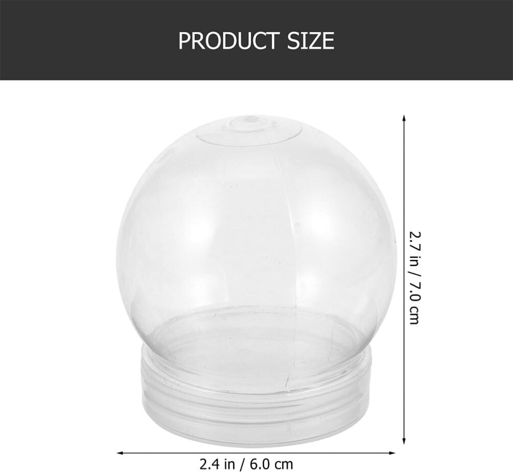 BESTOYARD Paquete de 15 globos de nieve de 3 pulgadas de plástico transparente vacío con tapa de rosca para manualidades, personalización,