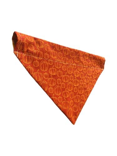 Halloween Dog Bandana  Reversible Slip On Dog Bandana  Orange Bandana  Slip Over The Collar Bandana  For Small Medium Or Large Dogs (Pumpkins, XS)