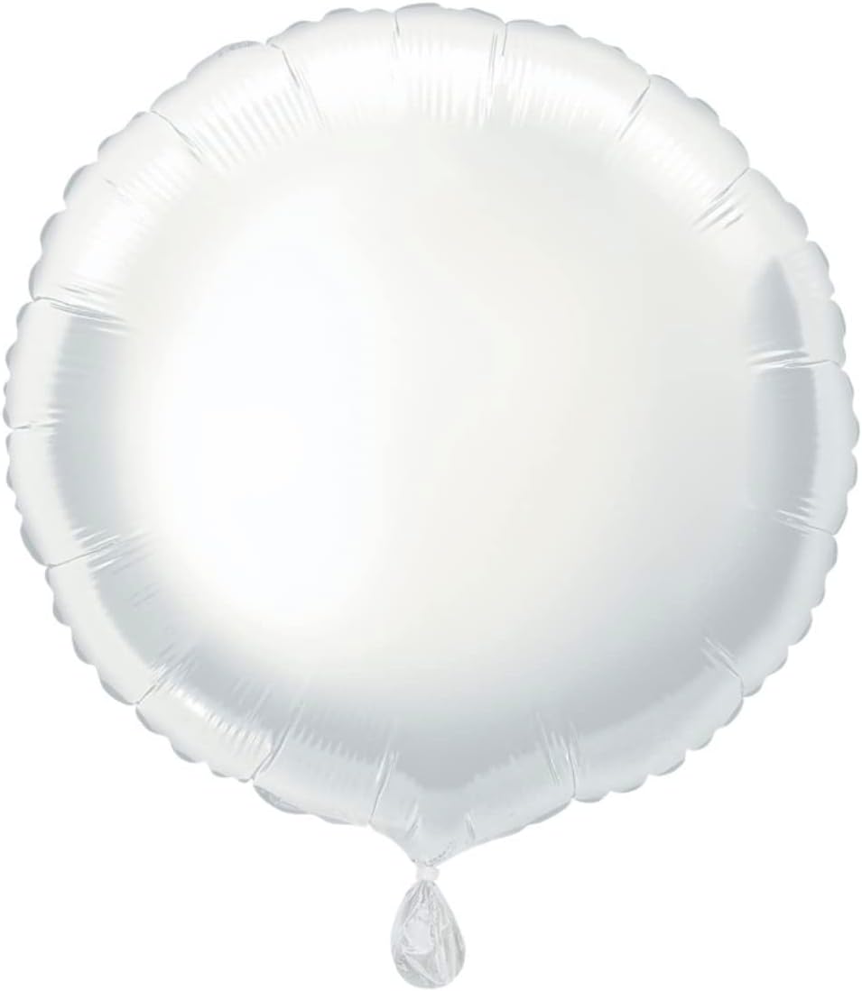 Unique Globo redondo de papel de aluminio, 18 pulgadas, blanco