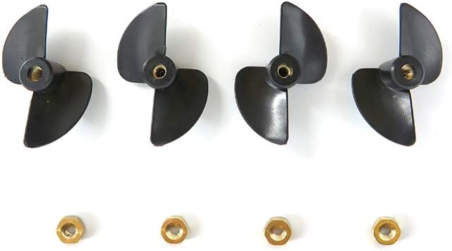 GoolRC Juego de 4 piezas de hélice y tuerca izquierda y derecha para barco RC compatible con Flytec V002 V005 con cabeza de cocodrilo estimulada