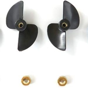 GoolRC Juego de 4 piezas de hélice y tuerca izquierda y derecha para barco RC compatible con Flytec V002 V005 con cabeza de cocodrilo estimulada GoolRC Juego de 4 piezas de hélice y tuerca izquierda y derecha para barco RC compatible con Flytec V002 V005 con cabeza de cocodrilo estimulada