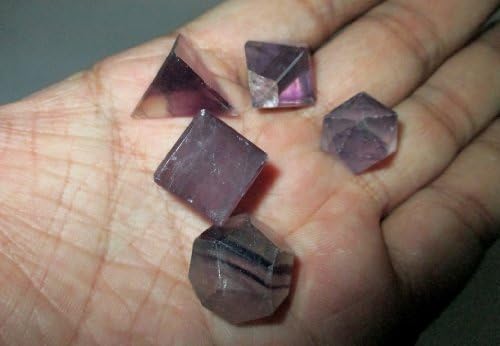 Juegos de geometría sagrada de flurita púrpura azabache, folleto gratuito Jet International Crystal Therapy 5 piedras platónico sólido sólido grado