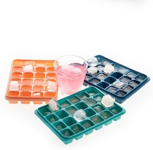 Juego de 2 bandejas para cubitos de hielo, de fácil liberación, 24 moldes de silicona flexibles para cubitos de hielo con tapa extraíble, bandejas