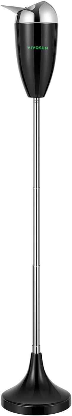 VIVOSUN Cenicero de pie para el suelo, cenicero al aire libre con tapa de acero inoxidable, altura ajustable de 21.5 a 35 pulgadas para el hogar,