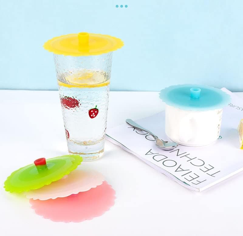 Juego de 2 tapas de silicona para vasos de bebidas, tarros de alimentos, bebidas calientes y frías, taza de café, copa de vino, tazas de té, lata de