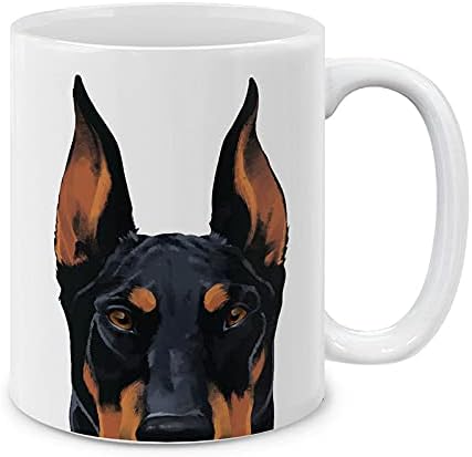 MUGBREW Black Rust Doberman Pinscher – Taza de café de cerámica para perro, 11 onzas