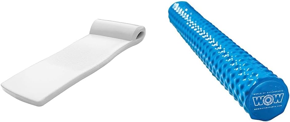 Ultimate – Colchón flotante de espuma para piscina, blanco, 2.25 pulgadas de grosor y Wow World of Watersports 17-2060B – Fideos de espuma suave de