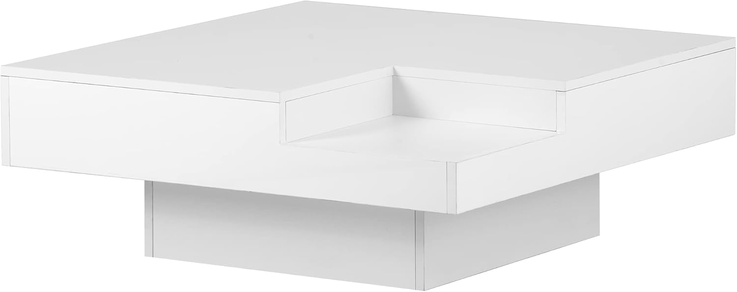 Harper & Bright Designs Mesa auxiliar de cóctel con luces LED de 16 colores, mesa de centro cuadrada de alto brillo UV, mesa central para sala de