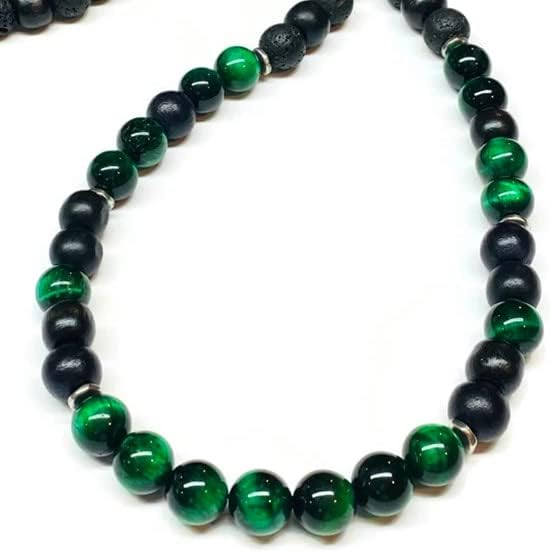 Zenkeeper 116 cuentas de ojos de tigre verdes para hacer joyas de 0.236 pulgadas (0.236 in), piedras preciosas sueltas para hacer pulseras