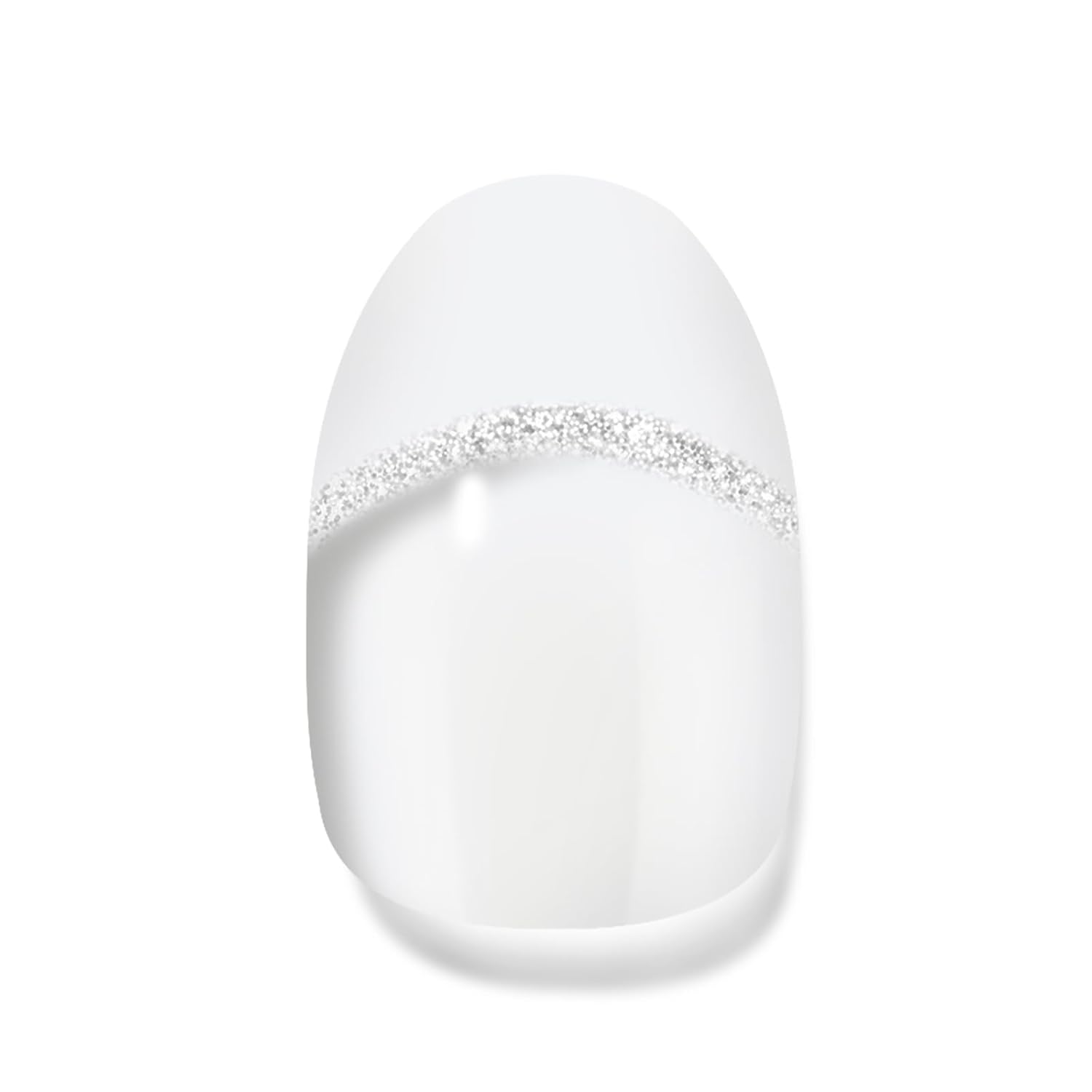 Tiras de uñas de gel semicuradas, puntas de uñas francesas, 20 piezas de calcomanías de uñas de gel con purpurina plateada, funcionan con lámpara de