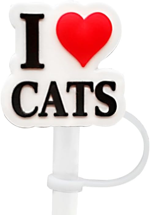 I Love Cat – Fundas de paja para Stanley de 30 y 40 onzas, fundas de paja de 0.394 pulgadas, bonitos adornos de paja de dibujos animados para vasos,
