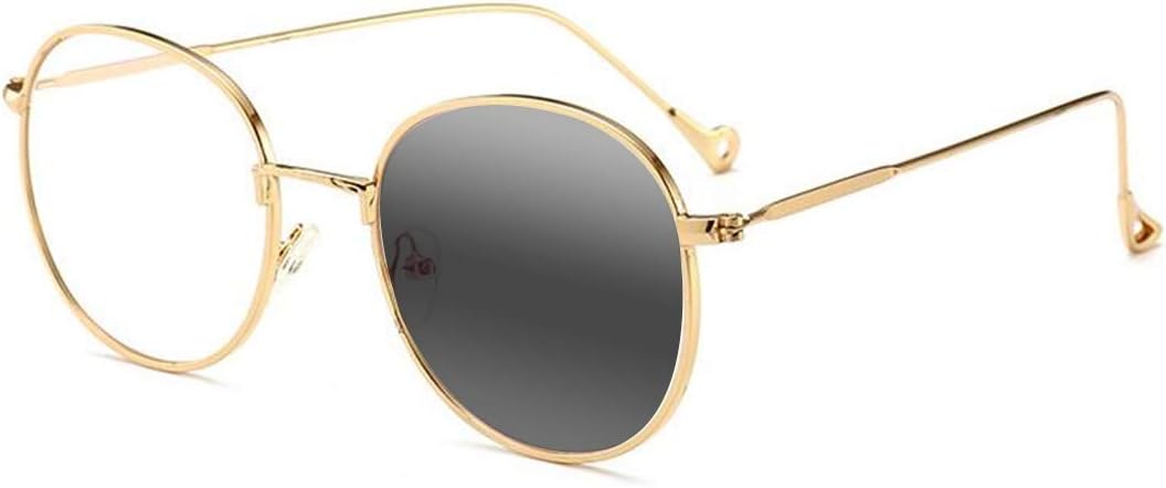 Gafas de lectura progresivas multifocales para hombres y mujeres, marco ovalado de metal, transición, fotocromático anti-UV