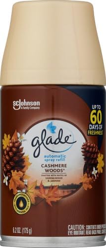 Glade Recambio automático en aerosol, ambientador para el hogar y el baño, maderas de cachemira, 6.2 onzas (paquete de 2)