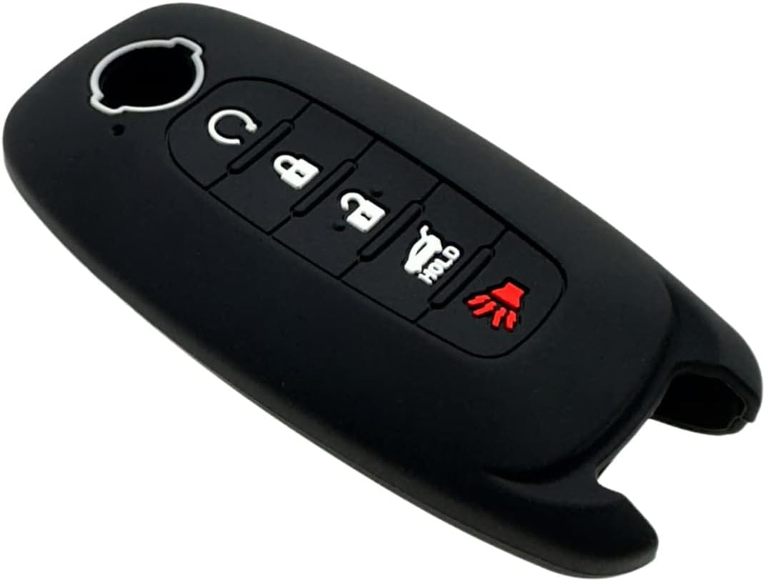 Funda de goma de silicona para llavero compatible con Nissan Pathfinder Rogue (5 botones, negrogris)