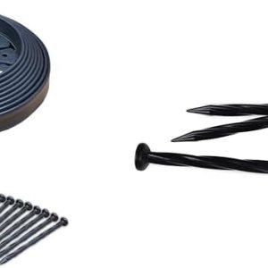 EasyFlex Borde de paisaje sin excavación con picos de anclaje, borde de jardín de plástico recto alto de 1.5 pulgadas, kit de 40 pies, negro y picos EasyFlex Borde de paisaje sin excavación con picos de anclaje, borde de jardín de plástico recto alto de 1.5 pulgadas, kit de 40 pies, negro y picos