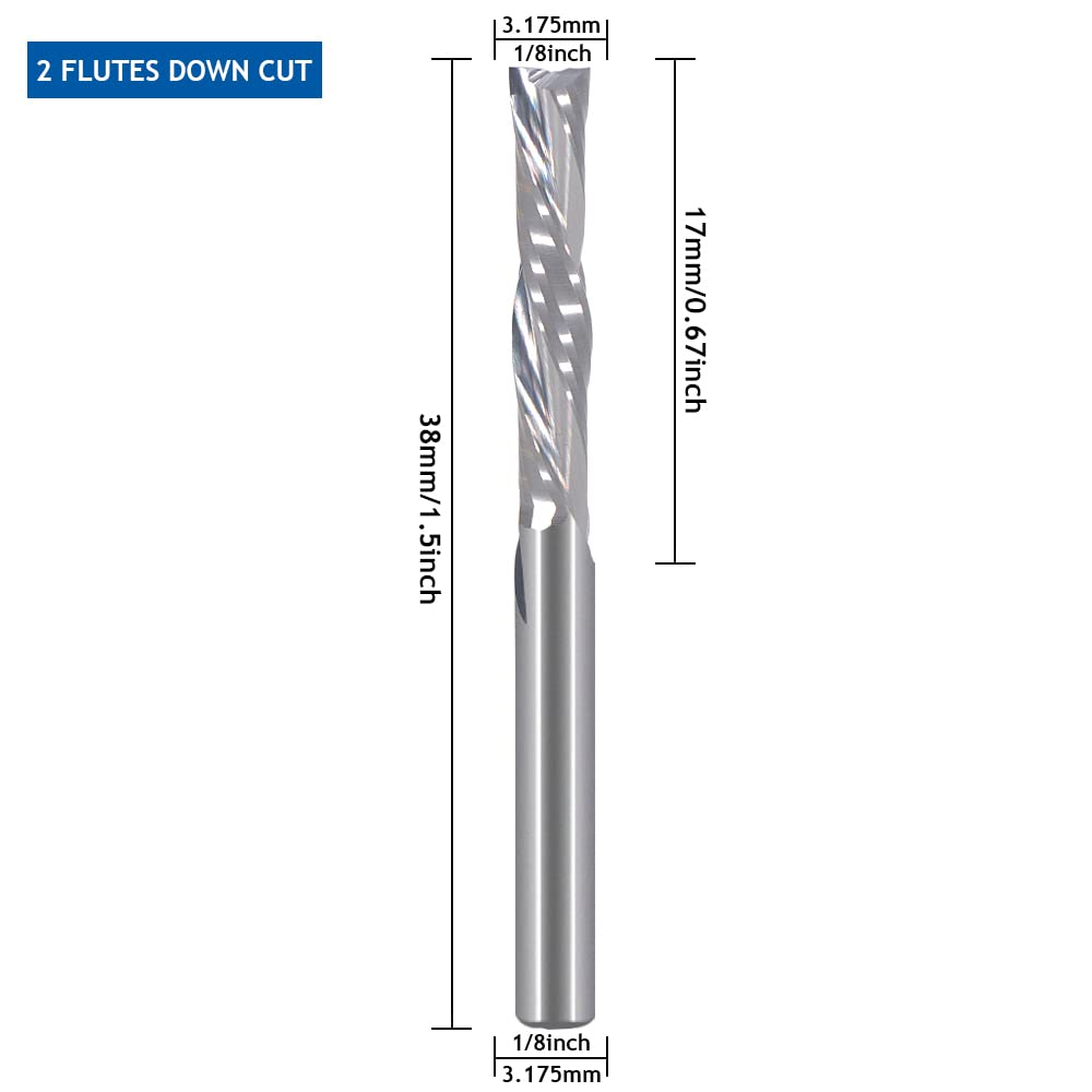 Hozly Broca de corte descendente de 18 pulgadas, corte hacia abajo, espiral, fresadora CNC, fresadora de carburo de tungsteno, juego de 2 unidades