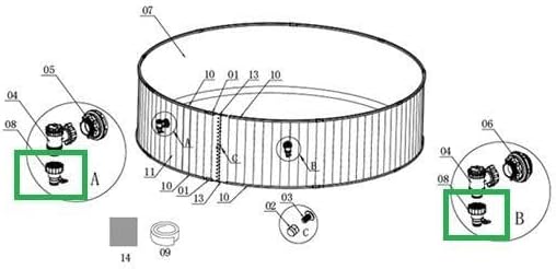 Paquete de 4 adaptadores de manguera de piscina, juegos de adaptadores de manguera de repuesto para piscinas sobre el suelo 2 adaptadores de