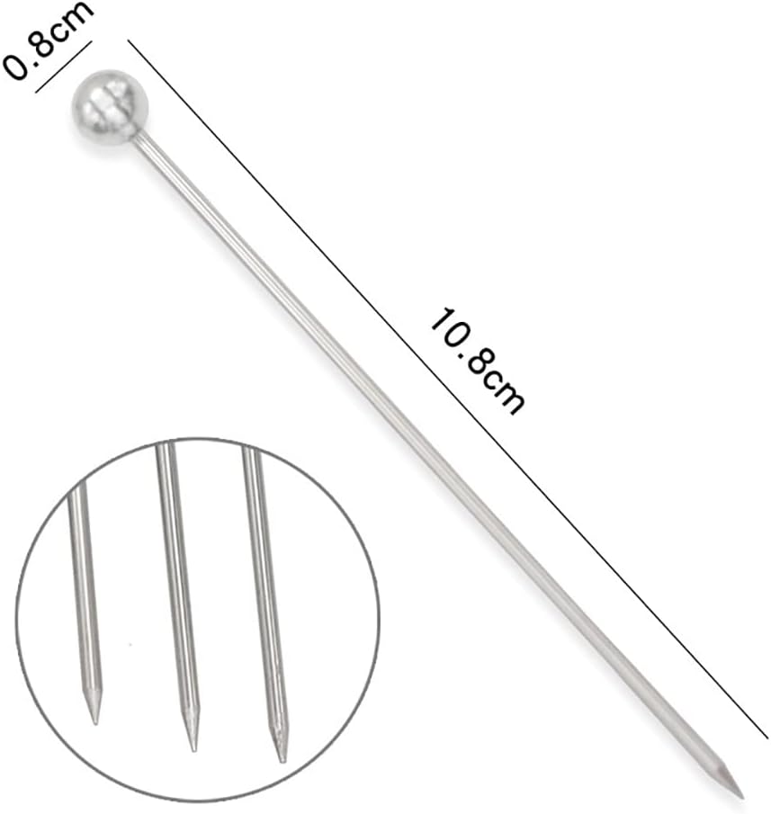 10 púas de cóctel de acero inoxidable, palillos de martini de metal, palillos de frutas, palillos de dientes de oliva, brochetas para fiestas,