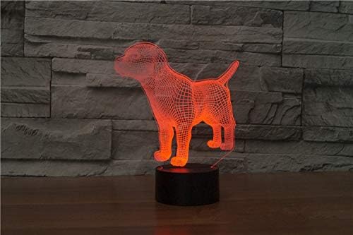 Xdorra Figura de cachorro de perro pequeño, lámpara 3D, luz nocturna óptica, 7 colores cambiantes, lámparas de ilusión LED, regalos para niñas,