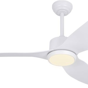 Ventilador de techo blanco con control remoto de luz de 52 pulgadas, 6 velocidades, motor silencioso reversible, 3CCT, regulable, LED, temporizador, Ventilador de techo blanco con control remoto de luz de 52 pulgadas, 6 velocidades, motor silencioso reversible, 3CCT, regulable, LED, temporizador,
