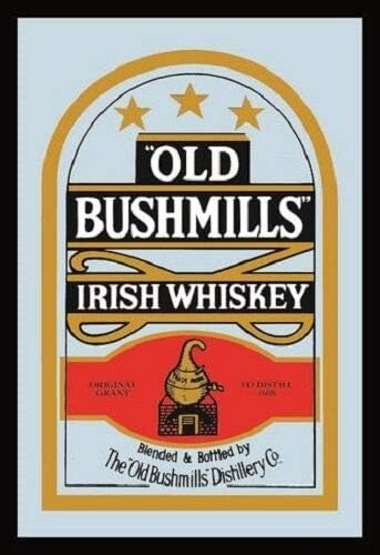 Letrero de metal de 8 x 12 pulgadas  Old BUSHMILLS whisky irlandés nostalgia barspiegel espejo espejo placa de metal cafetería, bar, decoración de