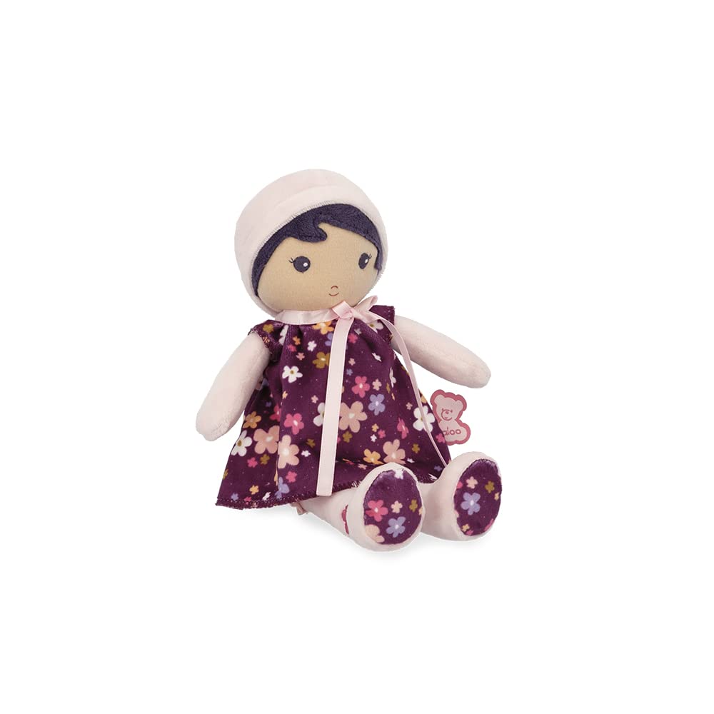 Kaloo Tendresse – My First Fabric Doll Violette de 10 pulgadas de alto – Cabello negro y vestido floral – Lavable – A partir de 0 años – K200001