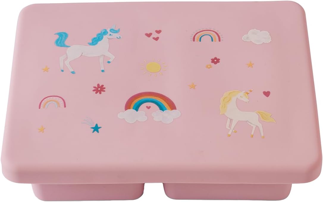Austin Baby Co – Lonchera Bento a prueba de fugas, contenedor de silicona con 3 compartimentos a prueba de fugas, apta para lavavajillas y sin BPA