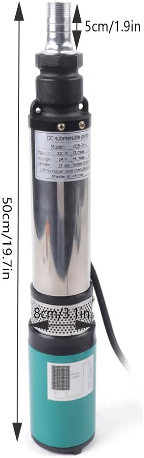 Bomba eléctrica de granja de 320 W y 24 V, bomba de agua sumergible de pozo profundo, bomba de agua solar para pozos profundos, bomba de riego