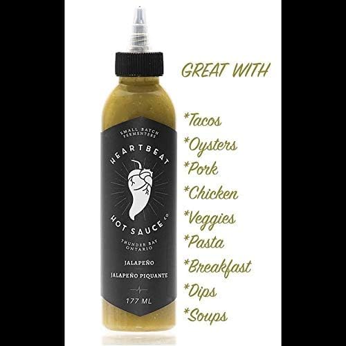 Heartbeat – Salsa picante de jalapeño verde, 6 onzas (paquete de 2) lote pequeño y hecho a mano, vegano, sin gluten, sin conservantes, destacado en