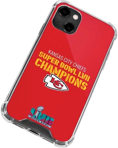 Skinit Funda transparente compatible con iPhone 15, diseño oficial de los Kansas City Chiefs Super Bowl LVII Champions de la NFL