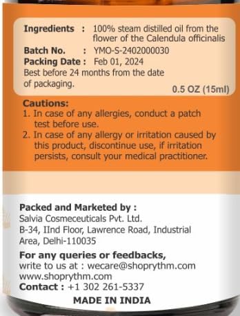 Crysalis Aceite de caléndula amarilla  Aceite portador prensado en frío puro y natural sin diluir – 0.5 fl oz0.50 fl oz