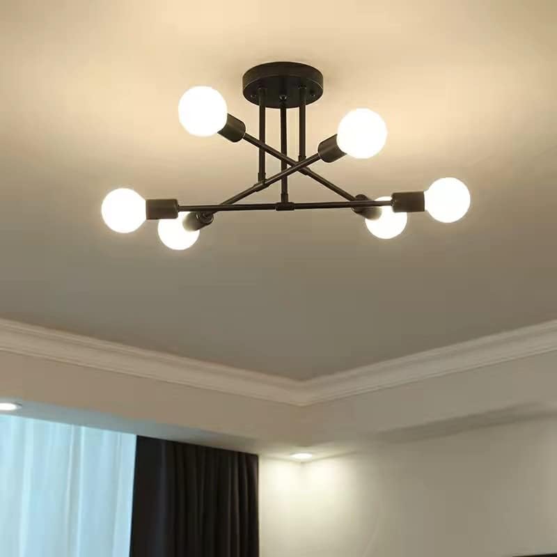 Lámpara de techo semiempotrada, moderna lámpara Sputnik con 6 luces, lámpara de techo Sputnik moderna con base de bombilla E26, accesorios de