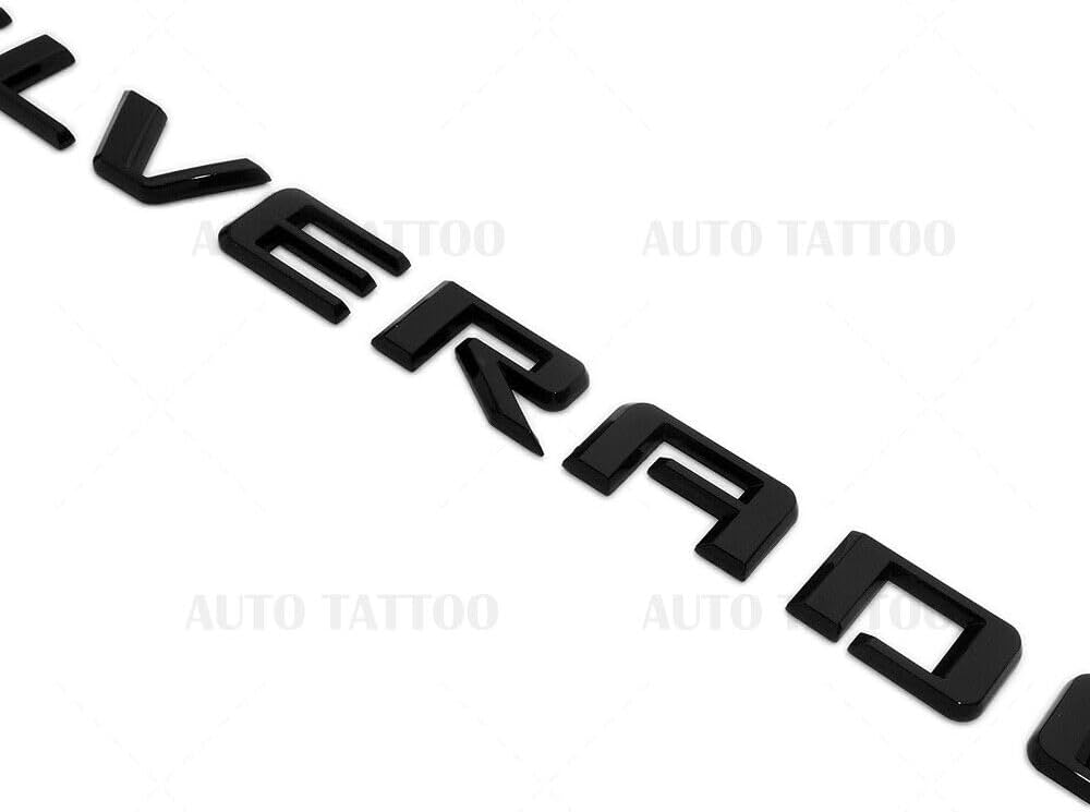 1 calcomanía para insignia de Silverado 2019-2023 con logotipo de letra para portón trasero Z71 LT LTZ, repuesto negro y rojo para Silverado (negro