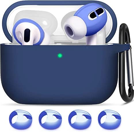 Funda de silicona para Airpods Pro con 2 pares de fundas para las orejas, funda suave de primera calidad, a prueba de golpes con llavero para